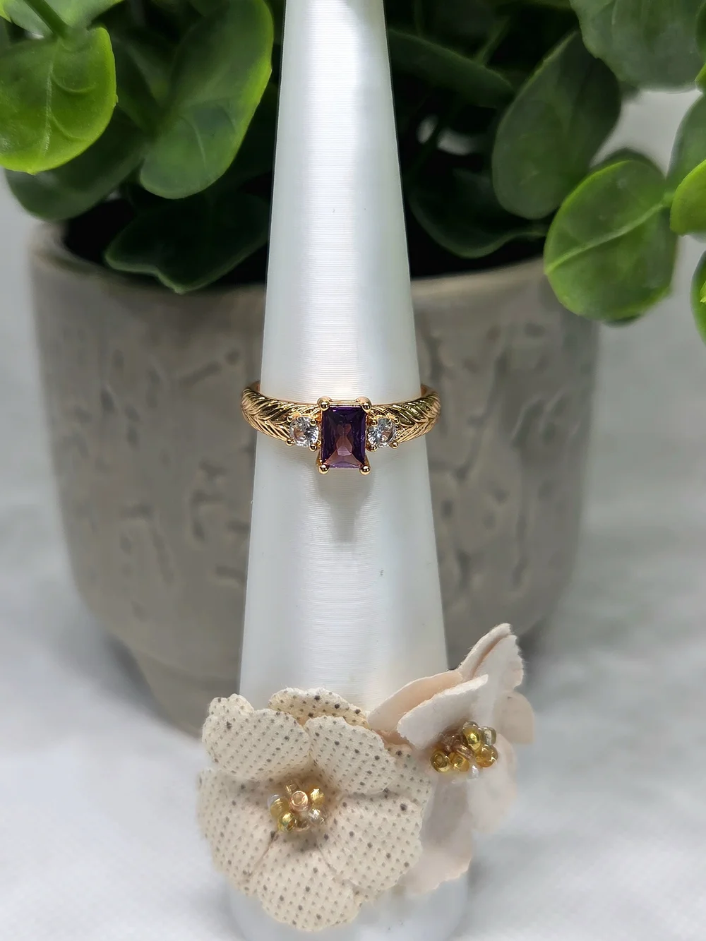 BP Gold Tone Amethyst Accent Ring